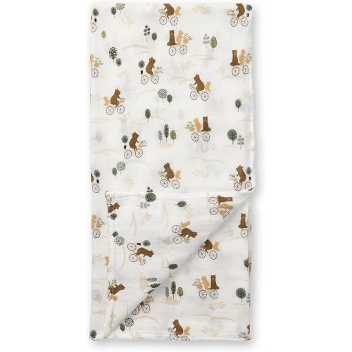Loulou Lollipop Muslin Swaddle Blanket for Baby Boy & Baby Girl – Soft Breathable Muslin Wrap, 47"x47" Receiving Blanket for Newborn & Toddler - Bears on Bikes