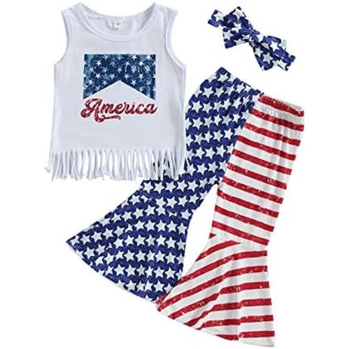 Toddler Baby Girl Easter Outfit Bunny Rabbit Short Sleeve T-Shirt Tops Bell-Bottom Flared Pants Sets Clothes