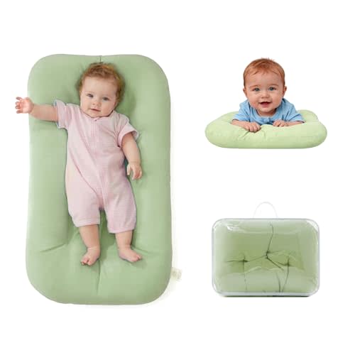 Baby Lounger for Infants Babies 0-12 Months, Bionic Organic Lounger, Soft Cotton Breathable Infant Floor Seats & Loungers for Newborn Baby Shower Gifts (Light Green)