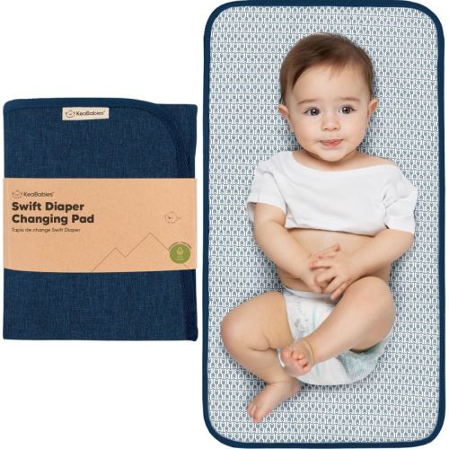 KeaBabies Swift Diaper Changing Pad, Portable Waterproof Diaper Changing Pad for Baby, Travel Changing Pad for Diaper Bag (Navy Blue)