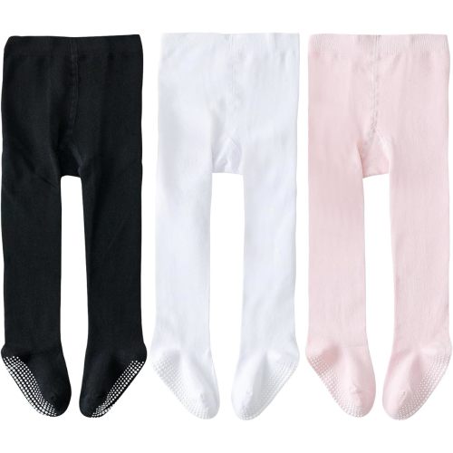 EPEIUS Baby Tights Baby Girls Non-Slip Plain/Ribbed Leggings Seamless Cotton Stockings Pantyhose Newborn Infant Toddler