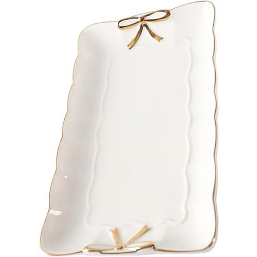Plated Vanity Tray Ceramic Jewelry Organizer Storage Plate for Countertop