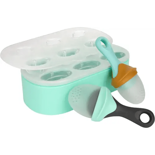 Boon PULP Silicone Feeder Freezer Tray — Includes Silicone Tray and Lid with 2 PULP Silicone Baby Food Feeders — Baby Food Storage