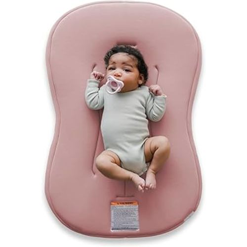 Snuggle Me® Baby Lounger Curve (0-6 Months) - Premium Organic Cotton with Foam Core, Machine-Washable Cover, Buttery-Soft & Breathable Infant Lounger with Travel Bag (30 in x 20 in x 1.9 in) - Gumdrop