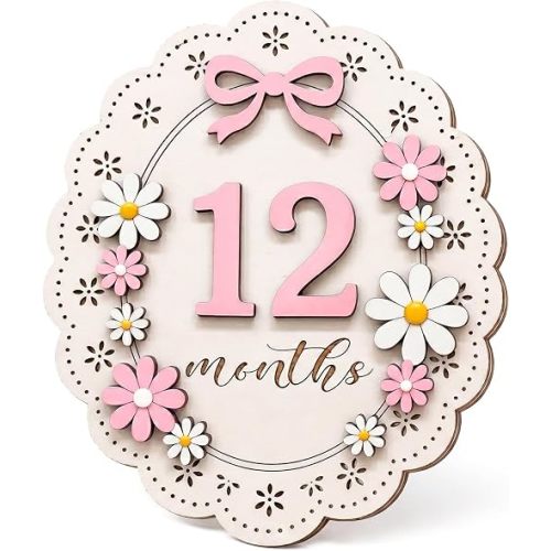 Monthly Milestone Signs for Baby Girl, 1-12 Month Photo Props, Newborn Photography Props, Infant Photoshoot Accessories, Nursery Decor, First Year Memory Keepsake, Newborn Girl Gifts