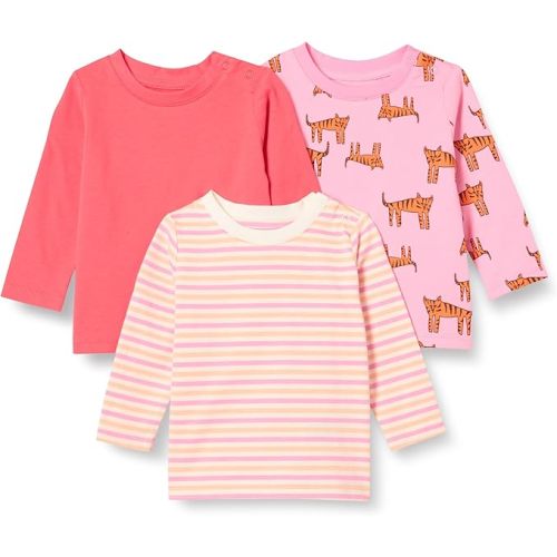 Amazon Essentials Unisex Babies' Relaxed-Fit 100% Cotton Long-Sleeve T-Shirts, Pack of 3