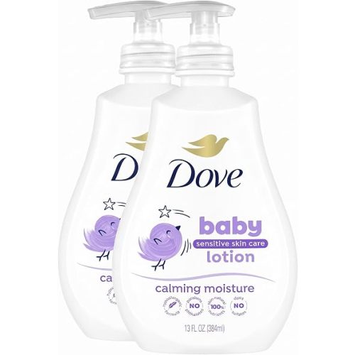 Baby Dove Sensitive Skin Care Baby Lotion For a Soothing Scented Lotion Calming Moisture Hypoallergenic and Dermatologist-Tested 13 oz (Pack of 2)