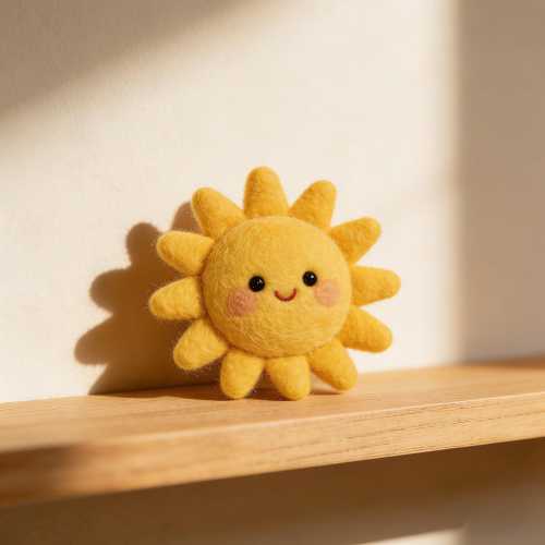 Felt Sun or Cloud Ornament｜Sky Theme Decor｜Handmade Yellow Wool Decor｜Seasonal White Puffy Cloud or Sun｜Wool Felted Sky Theme