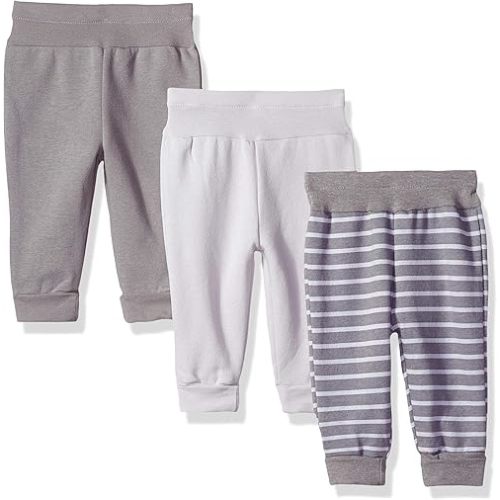 Hanes Pants, Flexy Soft Knit Pull-on Sweatpants, Stretch Joggers for Babies & Toddlers, 3-Pack