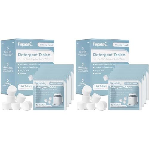 Papablic 120Pcs Official Detergent Soap Tablets for Baby Brezza,GROWNSY,Momcozy Bottle Washer Pro, Effective Cleaning with Safe Highly Concentrated Formula (Pack of 2)
