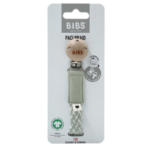 Bibs Paci Braid Sage 1 Each