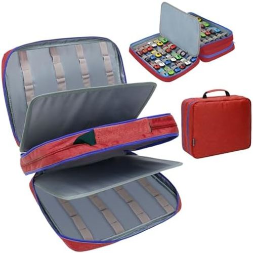 Toy Car Storage Case, Diecast Display Case 96 Slots (Red)