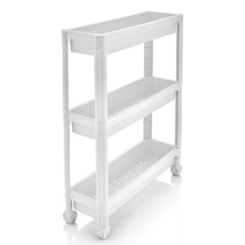 Costway 3-Tier Slim Rolling Storage Cart 2-Pack with Wheels, Detachable Design for Kitchen White