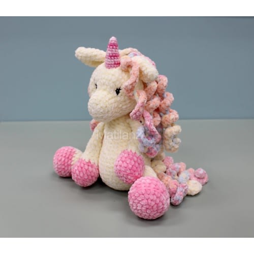Large Unicorn Plush, Crochet Unicorn Plush, Rainbow Hair, Pink and White Unicorn, Gifts for Kid, Baby Shower Gift, First Birthday