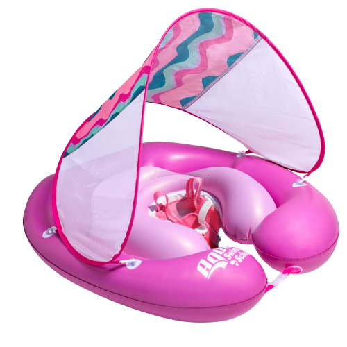 Aqua SwimSchool 2-in-1 Pool Cruiser Baby Float for Infants, 3-18 Months, 12-24 lbs, Pink