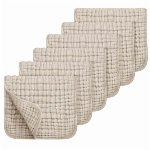 Lanola 6 Pack Muslin Baby Burp Cloths, Highly Absorbent Cotton Burp Rags & Soft Layered Infant Washcloth Towels for Newborns, Babies & Toddlers, Neutral Shower Gift Set