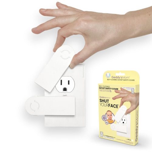 Geddy's Mom - Shut Your Face - Self-Closing Outlet Cover -White - 1/pk