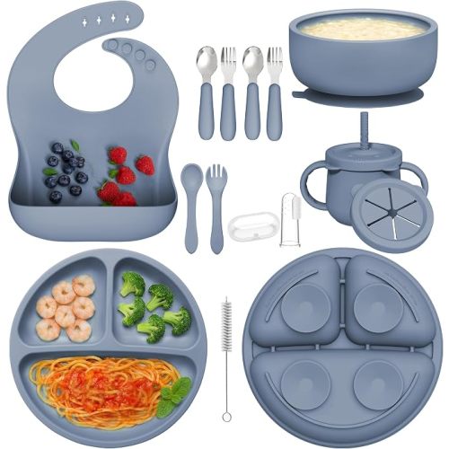 13Pcs Silicone Baby Feeding Set for Baby Led Weaning, Infant Toddler