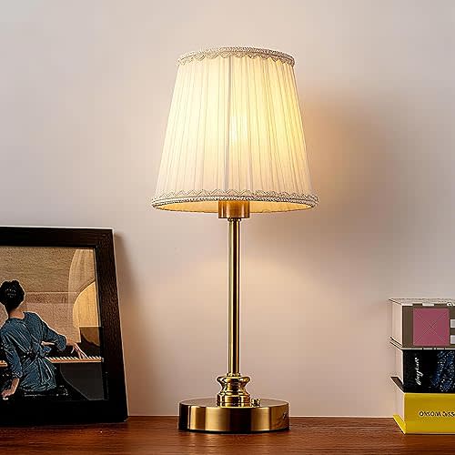Cordless Rechargeable Table Lamp - Cream Fabric Shade, Vintage Gold LED Lamp with 5400mAh Battery, Dimmable 3 Brightness Modes, Portable for Dining Room Bedroom Entryway