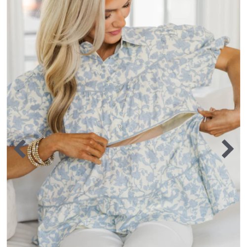 NURSING COLLECTION: Giving Your All Light Blue Toile Nursing Blouse