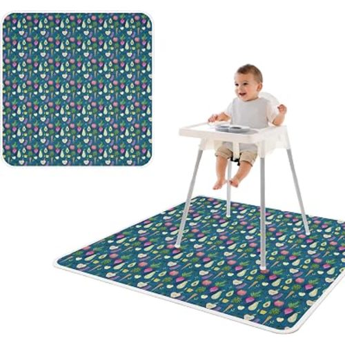 BapronBaby Organic Produce Splash Mat - Waterproof Catch-All for Under High Chairs, Floors, Tables, Playtime or Arts & Crafts - Machine Washable - 45" x 45”