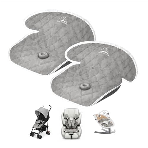 Bear and Care - Potty Training Car Seat Protector - Waterproof Car Seat Liner - Piddle Pads for Stroller, Toddlers & Baby Carseat - Travel-Friendly Washable Liner Mat for Spills Leak (Gray, Pack of 2)