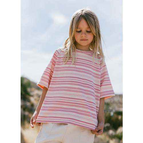 Baggy Tee- Striped- Pink