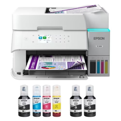 Epson EcoTank ET-3958 Wireless All-in-One Color Supertank Printer, White | Costco