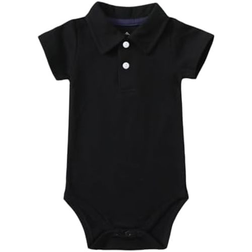 ROMPERINBOX Newborn Baby Boy Collared Onsies Polo Shirt Bodysuit Pique Solid Color Mesh Bubble Short Sleeve Romper Clothes