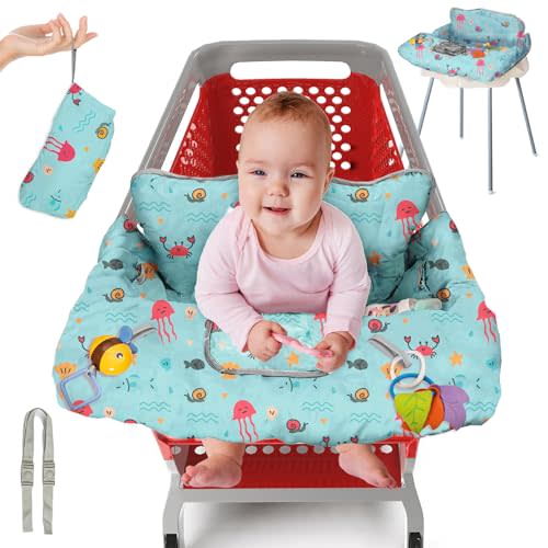 PILLANI Shopping Cart Cover for Baby, High Chair Cover for Restaurant Seat - Grocery Cart Cover for Baby Girl and Boy, Comfortable Cotton Buggy Covers for Babies - Padded Toddler Shopping Cart Cover
