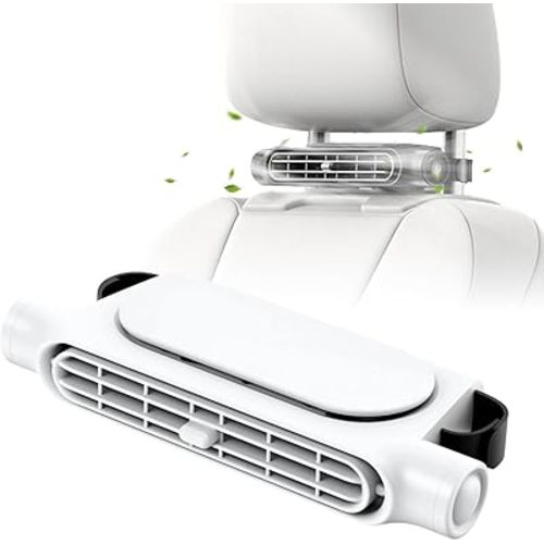 Car Fans for Backseat, USB Powered Headrest Cooling Fan with 3 Speeds, Adjustable Mini Car Seat Fan for Driver Passenger Rear Seat, Type-C Cooling Fan for SUV Truck RV (White)