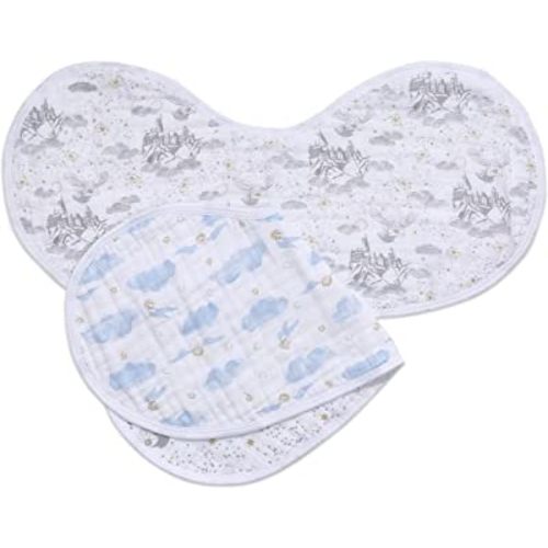 aden + anais 100% Cotton Muslin Burpy Bib – Multi-Use, Absorbent 4-Layer Burp Cloth and Full-Coverage Snap-Closure Baby Bib in One, Lap-Shoulder Drool Cloth, 22.5” X 11”, 2-Pack, Harry Potter