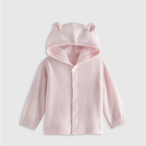 Washable Cashmere Hooded Cardigan in Minimal Pink