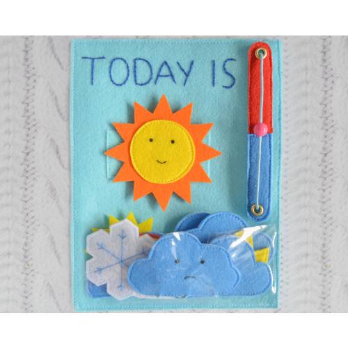 Felt weather chart Baby sensory board Toddler quiet toy Montessori learning toy Pretend play Eco-friendly toy Travel toy Fine motor skills