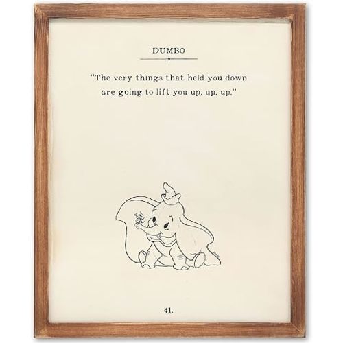 Disney Dumbo The Very Things That Bring You Down Framed Wood Wall Decor - Vintage Dumbo Wall Art for Home Decorating