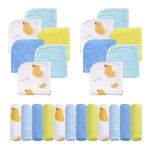 Viviland Baby Washcloths 24 Pack, Toddler Wash Cloths for Bath, Super Soft & Absorbent Bath Towel for Newborn and Infants, Baby Towels Care for Baby's Sensitive Skin
