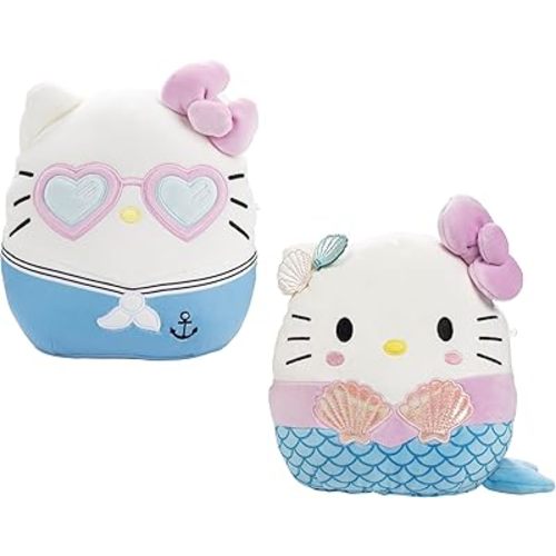 Squishmallows 8" Hello Kitty Mermaid & Sailor 2-Squish 2025 Value Pack - Get Two Sanrio Official 8" Plush for Less - Collectible Soft & Squishy Stuffed Animal Toy - Gift Set for Kids, Girls & Boys