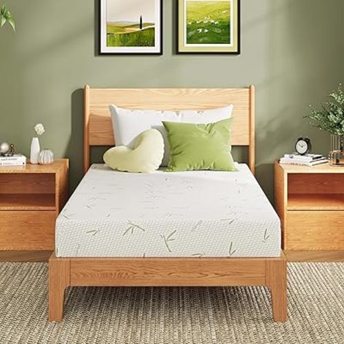 EGOHOME 8 Inch Twin Size Mattress, Cooling Green Tea Gel Memory Foam for Pressure Relief, Medium Firm Support, Fiberglass Free, Bed in a Box, CertiPUR-US Certified