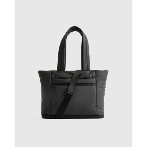 Water Repellent Puff Expandable Tote in Black