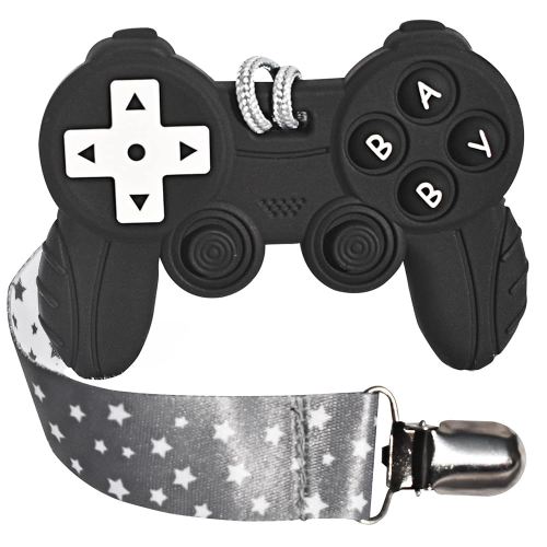 Baby Video Game Controller Teether Toy Funny Baby Teething Toys for Babies Gamer Controller（Black