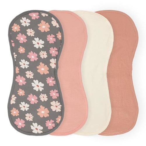Thicker 4-Pack Waterproof Changing Pad Liners - Ultra Soft & Absorbent for Baby, Fits Keekaroo Peanut Changer & Standard Pads, Machine Washable, Two-Sided Design (15"x26.5") (Floral)
