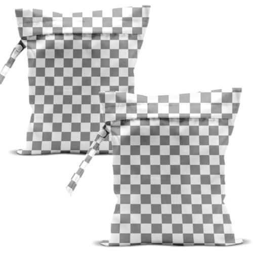 Swimsuit Bag Wet Bags for Travel Reusable Waterproof Bags Black White Lattice Wet Bag for Swimsuit Towels Beach Gym 10.2×12.6 Inches