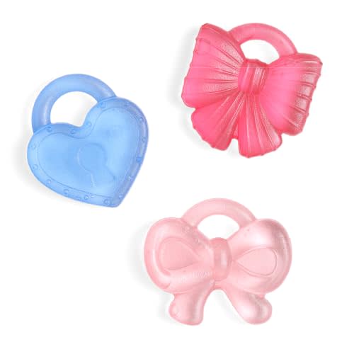 Itzy Ritzy Water-Filled Teethers for Teething Relief, Set of 3 (Bows) | Textured Surfaces Help Massage Sore Gums - Water-Filled Design Provides Cooling Comfort When Chilled in the Refrigerator.