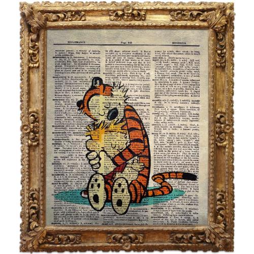 Calvin and Hobbes, Vintage Dictionary Art Print, Antique Picture, Wall Hanging, Decor