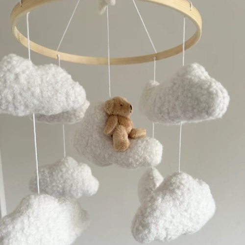 Etsy Teddy’s Dream Cot Mobile, Boucle Cot Mobile, Neutral Nursery
