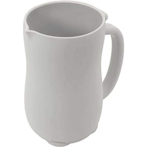 Mandoo Baby Bath Rinse Cup - Food Grade Silicone Shampoo & Body Washing Rinser for Kids with Easy Grip Handle - Baby Essentials (Light Gray)