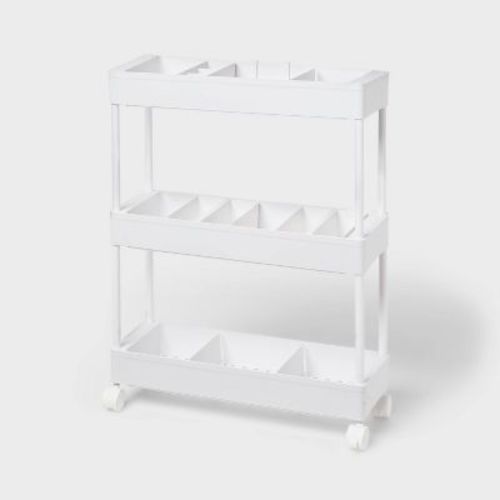 Narrow Rolling Cart with Accessories White - Brightroom™