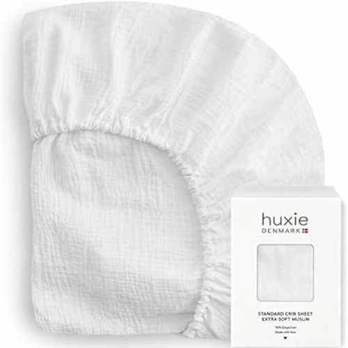 Muslin Crib Sheets 28" x 52" – Organic Cotton Sheets – Baby Crib Sheets For Boys And Girls - Breathable Cotton Bed Sheets - Ultra-Soft Fitted Crib Sheet (Soft White)