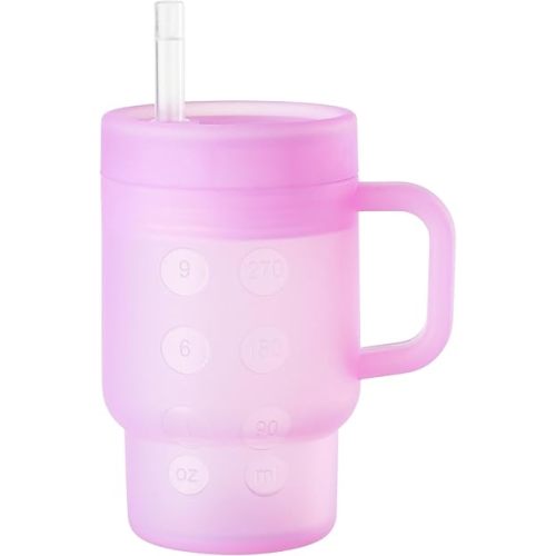 Tumbler Silicone Sippy Cup for Toddler with Straw and Handle, Water Bottle for Baby& Infant, 9oz Kids Cups Spill Proof, BPA Free, Toddler Travel Essential, Blue