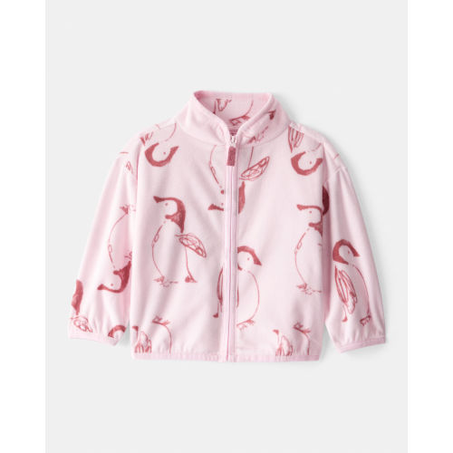 Baby Girl Penguin Microfleece Zip-Up Jacket - Pink - OshKosh B'gosh | Carter's